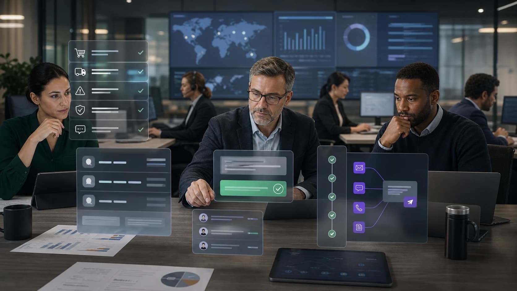 Customer operations reviewers using governed customer communication approval AI with source-linked order claim policy response draft approval gates and audit trails