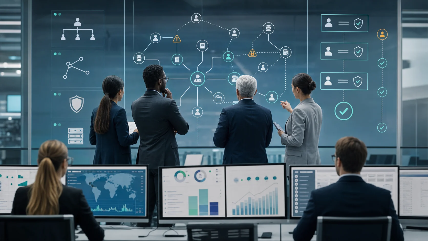 Enterprise IT security finance and compliance reviewers using governed ERP access review AI with role maps approval gates segregation of duties checks source evidence and audit trails