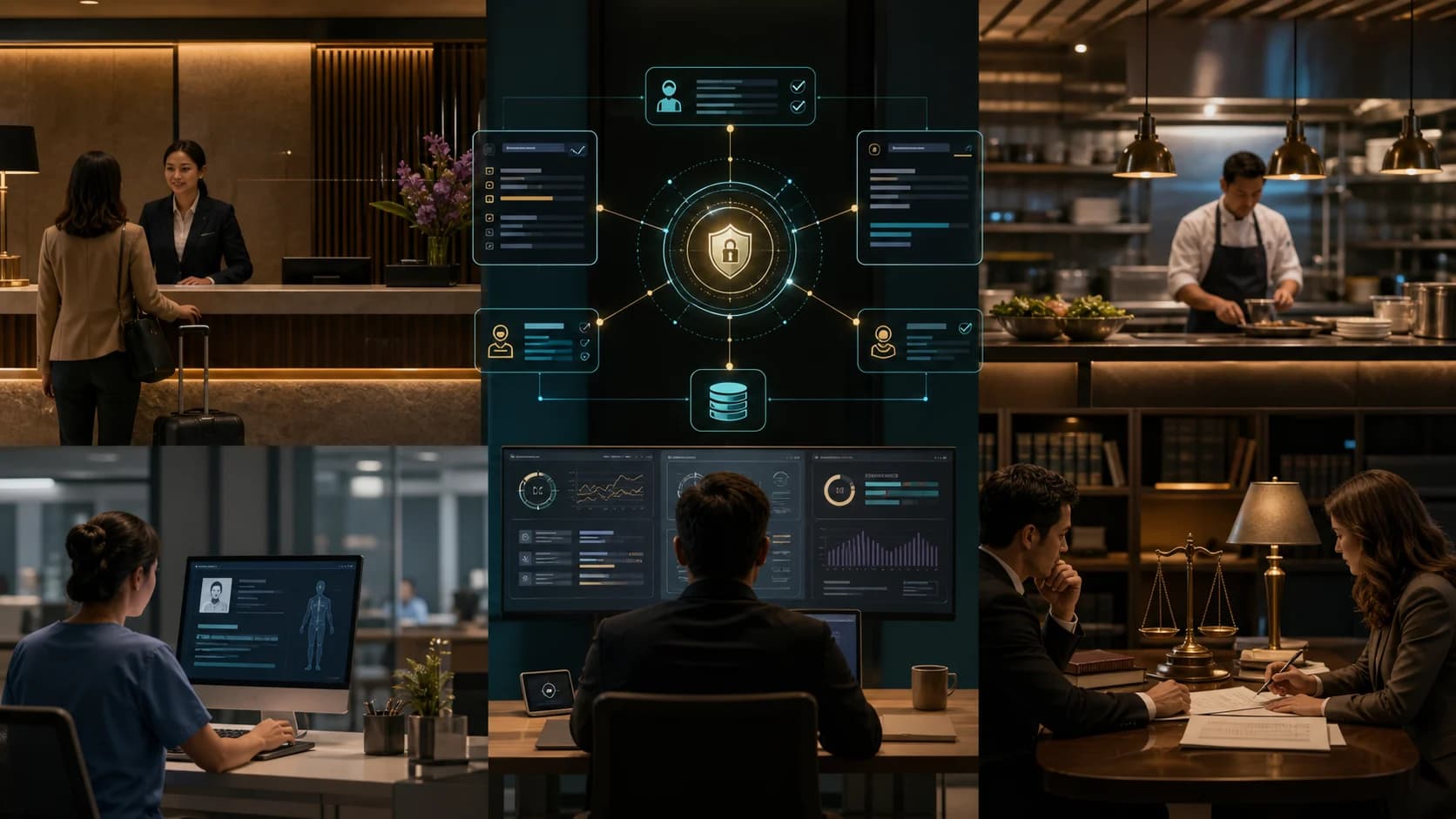 Governed AI operating layer connecting hospitality, health tech, restaurant, and legal workflows