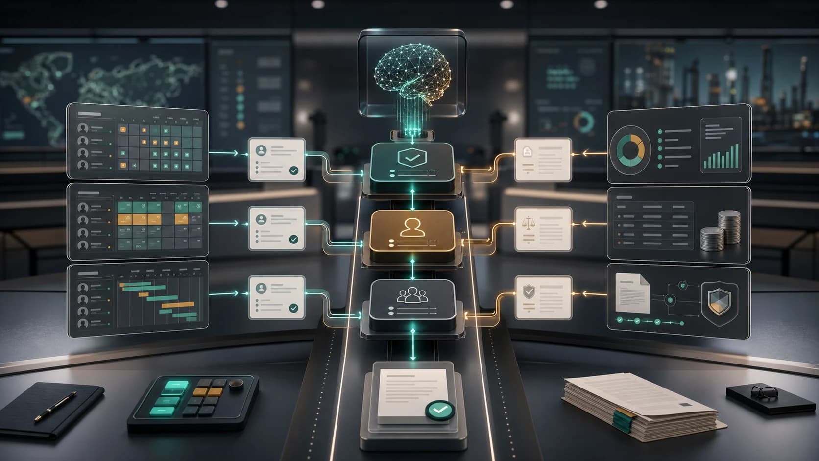 Enterprise HR finance and operations reviewers using governed payroll overtime approval AI with timesheets schedules policy evidence approval gates and audit trails