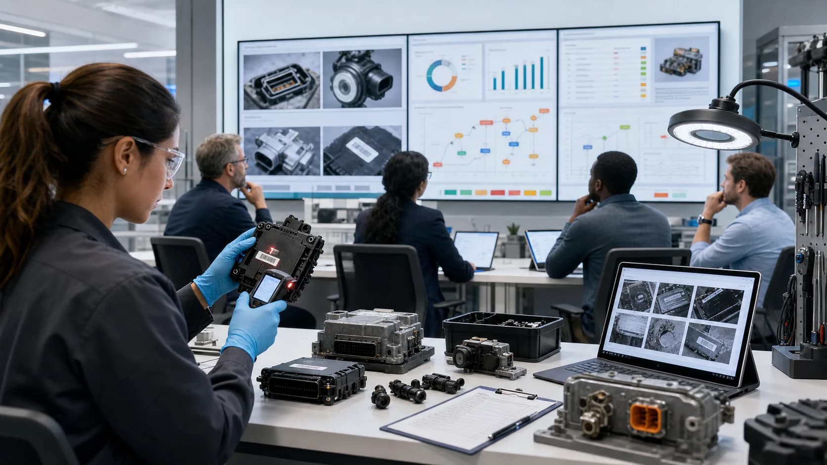 Warranty quality finance and service reviewers using governed returned-parts inspection AI to review serial traceability dealer claims supplier recovery credit approvals and audit evidence