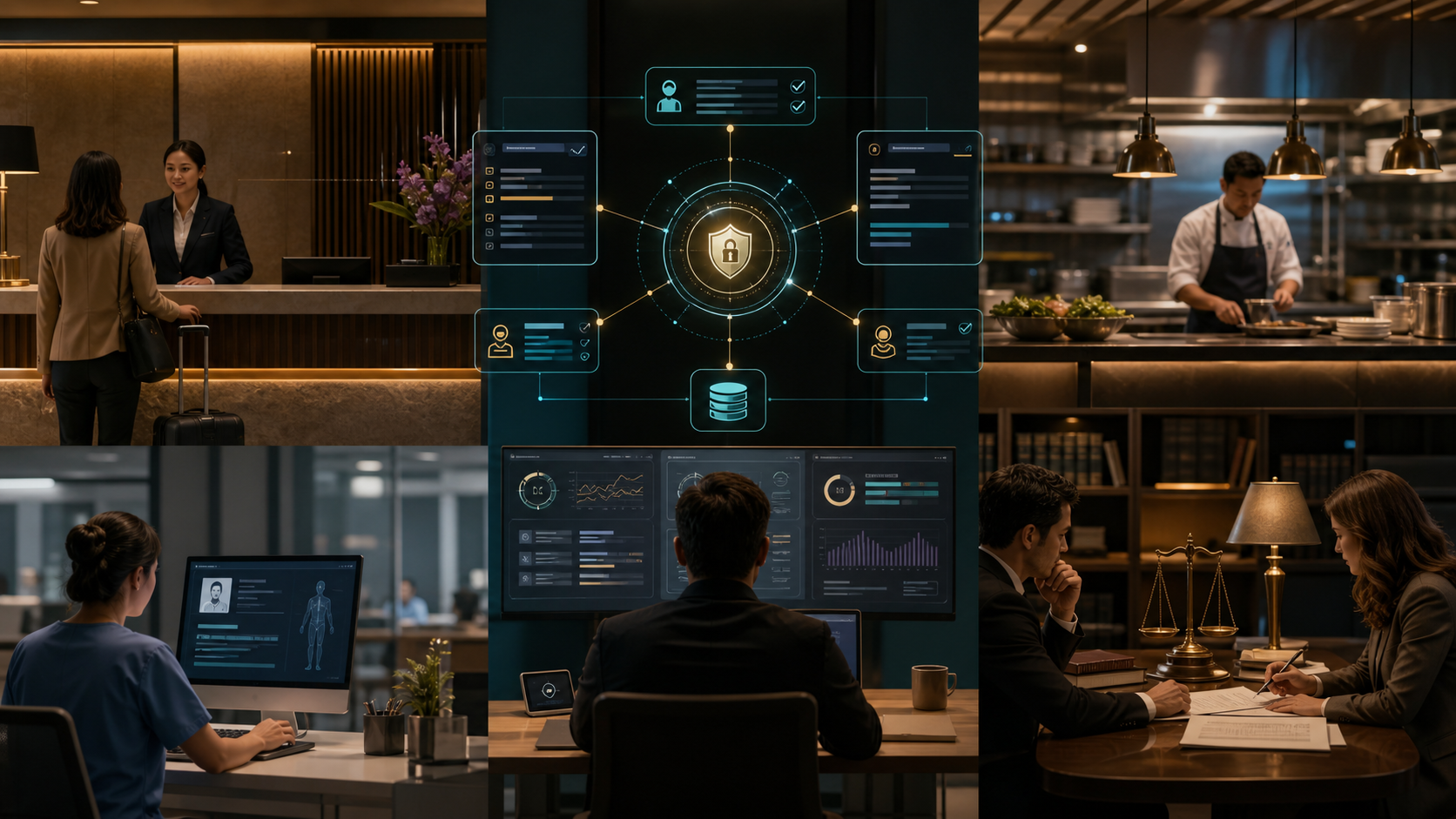 Governed AI operating layer connecting hospitality, health tech, restaurant, and legal workflows