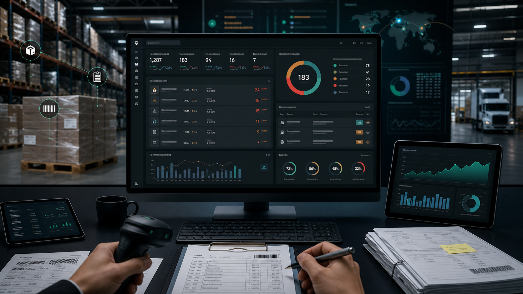 Governed OPAG AI depot stock audit agent reviewing warehouse inventory variance exceptions, route returns, delivery notes, damaged stock, finance evidence, and approval queues